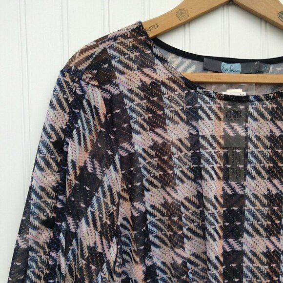 Eva Franco Anthropologie Belinda Top Size L NWT Plaid Mesh Ruffle Bell Sleeve - Picture 2 of 9